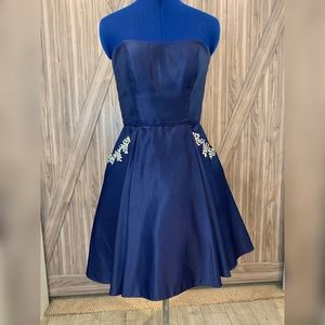 Strapless Navy Blue Cocktail Dress